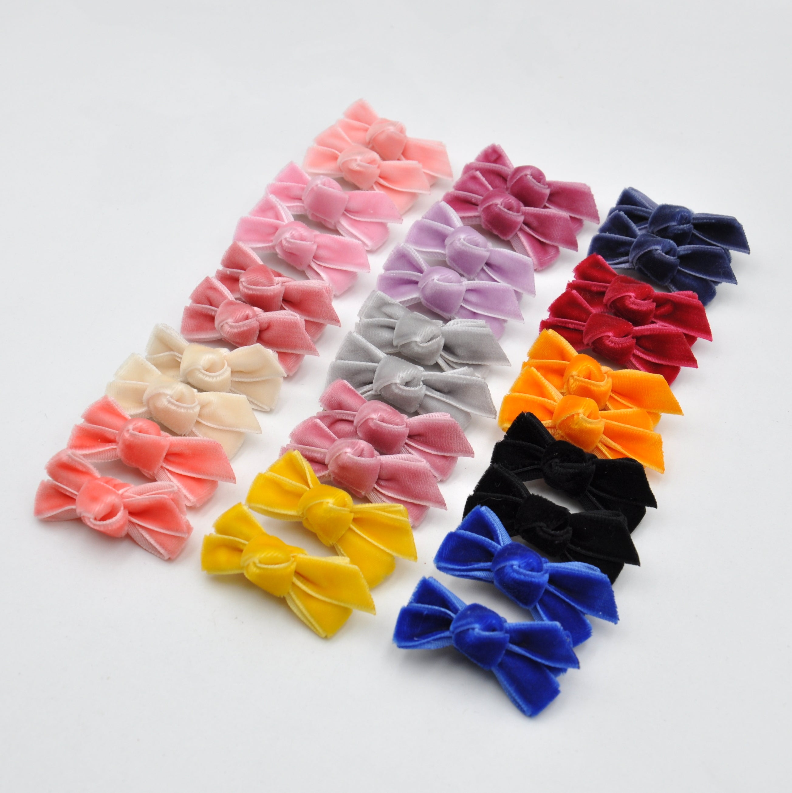 Tiny Velvet Ribbon Bow Snap Clips