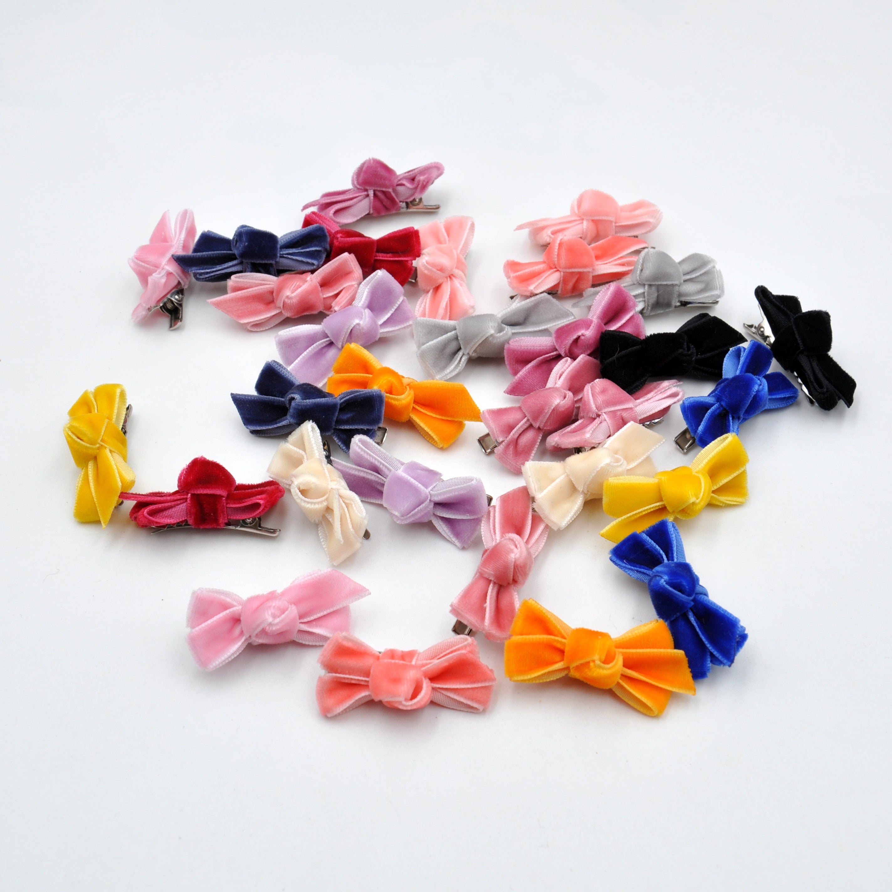 Tiny Velvet Ribbon Bow Snap Clips