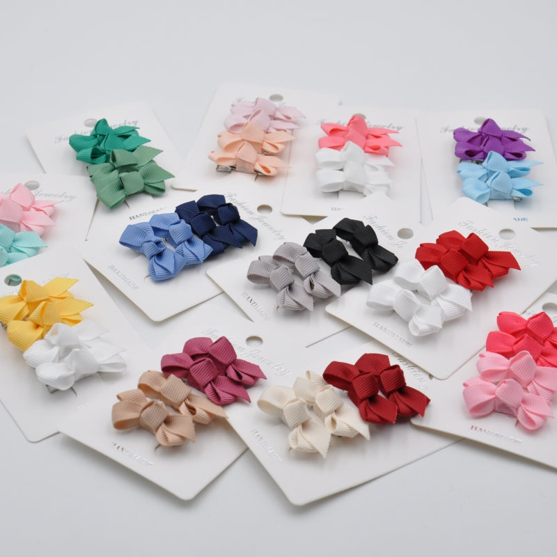 Mini Grosgrain Ribbon Bow Snap Clips